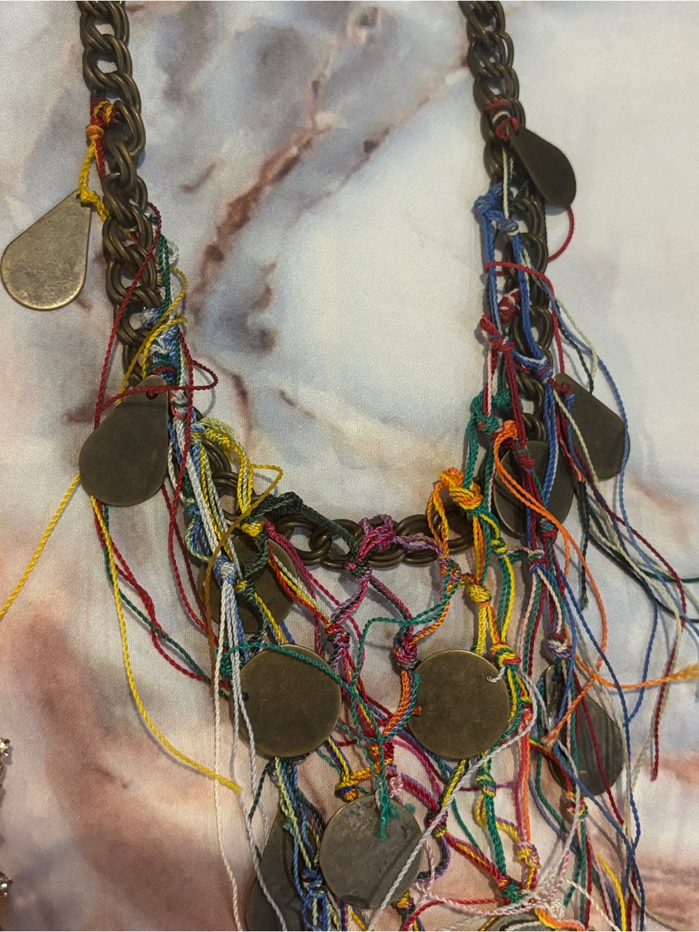 Necklace Lot - Rainbow Collar and Boho Multi-Color Fringe Statement Necklace - Picture 3 of 5